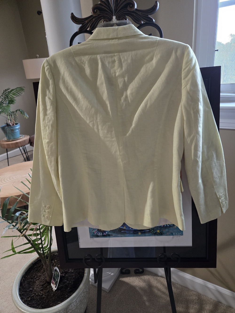 Banana Republic Pale Yellow Linen Blend Blazer Jacket Two-Button Size 10 - Picture 3 of 15